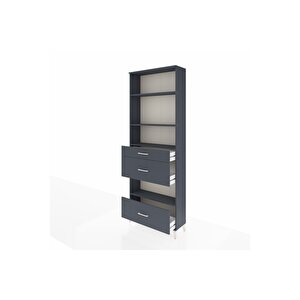 Arges Dolap 4 Raflı 3 Çekmeceli 88x30x243 Antrasit-antrasit