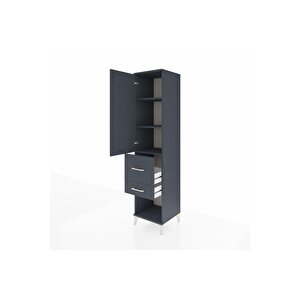 Hyperion Dolap 3 Raflı 2 Çekmeceli Tek Kapaklı 44x44x195 Antrasit-antrasit