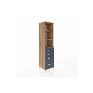Hyperion Dolap 3 Raflı 4 Çekmeceli 44x44x195 Çam-antrasit