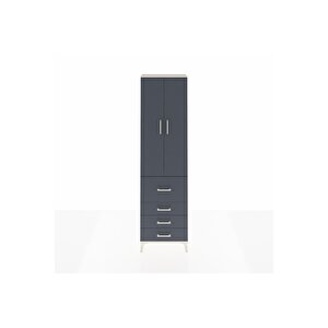 Arges Dolap 2 Raflı 4 Çekmeceli Tek Askılı 60x30x221 Aytaşı-antrasit
