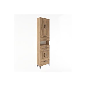 Arges Dolap 4 Raflı 5 Çekmeceli 4 Kapaklı 60x30x243 Çam-çam