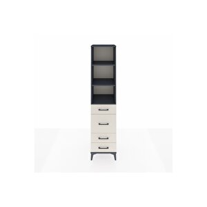 Hyperion Dolap 3 Raflı 4 Çekmeceli 44x44x195 Antrasit-aytaşı