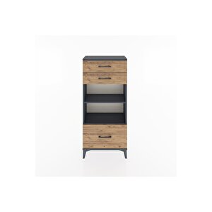 Hyperion Dolap 2 Raflı 3 Çekmeceli 60x44x134 Antrasit-çam