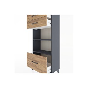 Hyperion Dolap 2 Raflı 3 Çekmeceli 60x44x134 Antrasit-çam