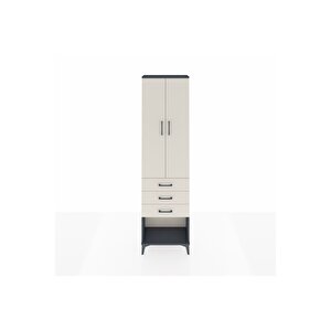 Arges Dolap 2 Raflı 3 Çekmeceli Tek Askılı 60x30x221 Antrasit-aytaşı