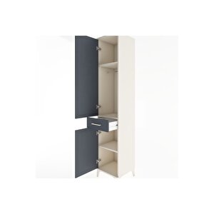 Hyperion Dolap 3 Raflı Tek Çekmeceli Tek Askılı 44x44x221 Aytaşı-antrasit