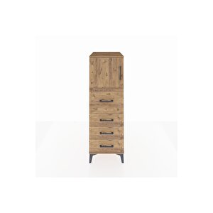 Kronos Dolap Tek Raflı 4 Çekmeceli Tek Kapaklı 44x59x134 Çam-çam
