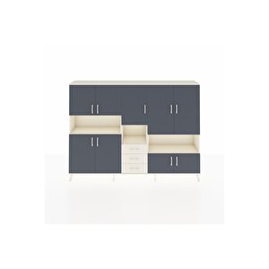 Arges Dolap 13 Raflı 3 Çekmeceli 9 Kapaklı 220x30x163 Aytaşı-antrasit/aytaşı