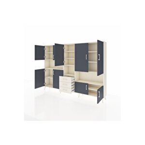 Arges Dolap 13 Raflı 3 Çekmeceli 9 Kapaklı 220x30x163 Aytaşı-antrasit/aytaşı