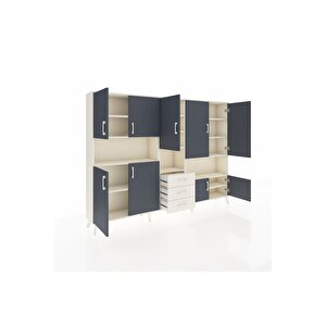 Arges Dolap 13 Raflı 3 Çekmeceli 9 Kapaklı 220x30x163 Aytaşı-antrasit/aytaşı