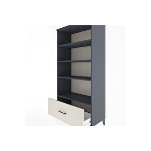 Hyperion Dolap 4 Raflı Tek Çekmeceli 88x44x182 Antrasit-aytaşı