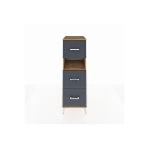 Kronos Dolap Tek Raflı 3 Çekmeceli 44x59x134 Çam-antrasit