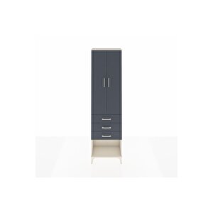 Arges Dolap 3 Raflı 3 Çekmeceli 2 Kapaklı 60x30x221 Aytaşı-antrasit