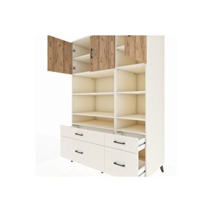 Kronos Dolap 10 Raflı 4 Çekmeceli 3 Kapaklı 132x59x195 Aytaşı-çam/aytaşı
