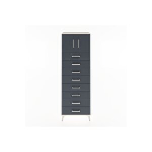 Hyperion Dolap Tek Raflı 8 Çekmeceli 2 Kapaklı 60x44x182 Aytaşı-antrasit