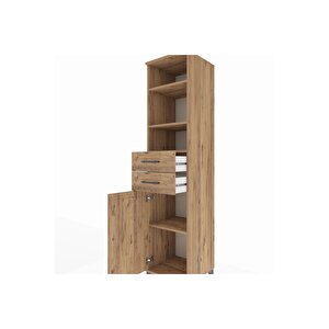 Hyperion Dolap 4 Raflı 2 Çekmeceli Tek Kapaklı 44x44x195 Çam-çam