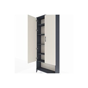 Arges Dolap 5 Raflı 2 Kapaklı 88x30x221 Antrasit-aytaşı