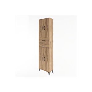 Arges Dolap 4 Raflı 2 Çekmeceli 4 Kapaklı 60x30x243 Çam-çam