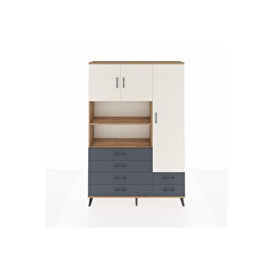 Arges Dolap 9 Raflı 6 Çekmeceli 3 Kapaklı 132x30x195 Çam-aytaşı/antrasit