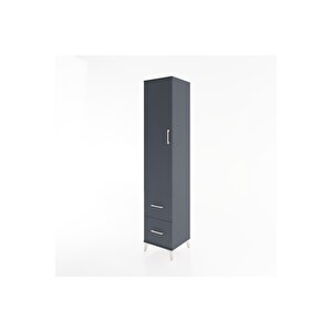 Hyperion Dolap 4 Raflı 2 Çekmeceli Tek Kapaklı 44x44x221 Antrasit-antrasit