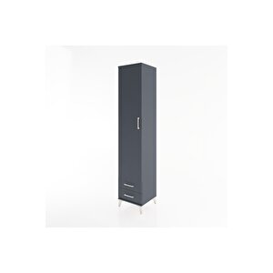 Hyperion Dolap 5 Raflı 2 Çekmeceli Tek Kapaklı 44x44x221 Antrasit-antrasit