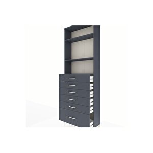 Arges Dolap 3 Raflı 6 Çekmeceli 88x30x243 Antrasit-antrasit