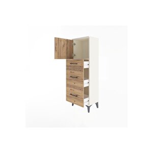 Arges Dolap Tek Raflı 3 Çekmeceli Tek Kapaklı 44x30x134 Aytaşı-çam