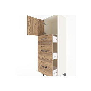 Arges Dolap Tek Raflı 3 Çekmeceli Tek Kapaklı 44x30x134 Aytaşı-çam