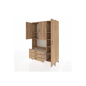 Hyperion Gardrop 7 Raflı 3 Çekmeceli 3 Kapaklı 132x44x195 Çam-çam