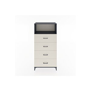 Hyperion Dolap Tek Raflı 4 Çekmeceli 88x44x182 Antrasit-aytaşı