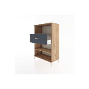 Hyperion Dolap 2 Raflı Tek Çekmeceli 88x44x134 Çam-antrasit