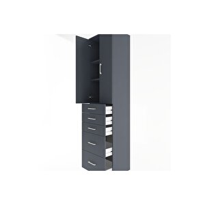 Hyperion Dolap 3 Raflı 5 Çekmeceli 2 Kapaklı 60x44x243 Antrasit-antrasit