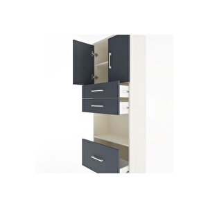 Arges Dolap 3 Raflı 3 Çekmeceli 2 Kapaklı 60x30x163 Aytaşı-antrasit