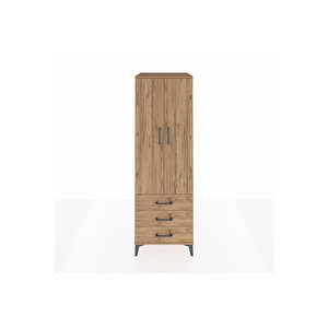 Kronos Dolap Tek Raflı 3 Çekmeceli Tek Askılı 60x59x182 Çam-çam