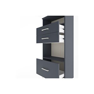 Arges Dolap 2 Raflı 3 Çekmeceli 60x30x134 Antrasit-antrasit
