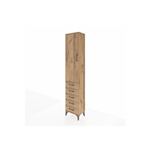 Arges Dolap 3 Raflı 5 Çekmeceli Tek Kapaklı 44x30x221 Çam-çam