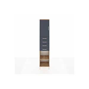Arges Dolap 3 Raflı 4 Çekmeceli Tek Kapaklı 44x30x221 Çam-antrasit