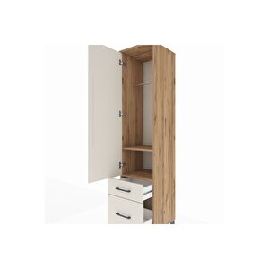 Hyperion Dolap 2 Raflı 2 Çekmeceli Tek Askılı 44x44x195 Çam-aytaşı
