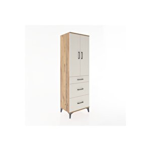 Hyperion Dolap Tek Raflı 3 Çekmeceli Tek Askılı 60x44x195 Çam-aytaşı