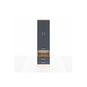 Arges Dolap 4 Raflı 3 Çekmeceli 2 Kapaklı 60x30x221 Çam-antrasit