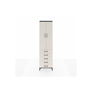 Arges Dolap 2 Raflı 5 Çekmeceli Tek Askılı 60x30x221 Antrasit-aytaşı