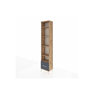 Arges Dolap 5 Raflı Tek Çekmeceli 44x30x221 Çam-antrasit
