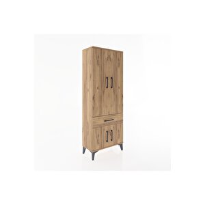 Arges Dolap 3 Raflı Tek Çekmeceli 4 Kapaklı 60x30x163 Çam-çam