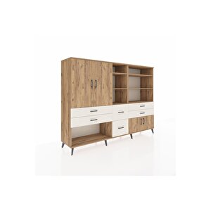 Hyperion Dolap 10 Raflı 6 Çekmeceli 4 Kapaklı 220x44x163 Çam-çam/aytaşı