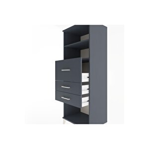 Hyperion Dolap 2 Raflı 3 Çekmeceli 60x44x163 Antrasit-antrasit