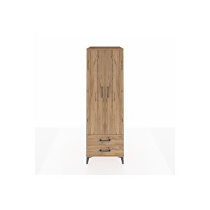 Kronos Dolap Tek Raflı 2 Çekmeceli Tek Askılı 60x59x182 Çam-çam
