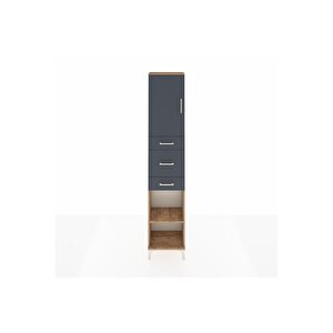 Arges Dolap 3 Raflı 3 Çekmeceli Tek Kapaklı 44x30x221 Çam-antrasit