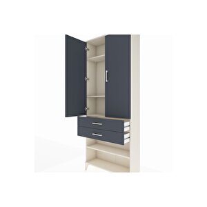Arges Dolap 4 Raflı 2 Çekmeceli 2 Kapaklı 88x30x221 Aytaşı-antrasit