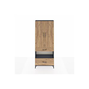 Arges Dolap 4 Raflı 2 Çekmeceli 2 Kapaklı 88x30x221 Antrasit-çam