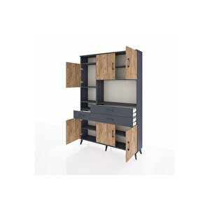 Arges Dolap 9 Raflı 3 Çekmeceli 6 Kapaklı 132x30x195 Antrasit-çam/antrasit